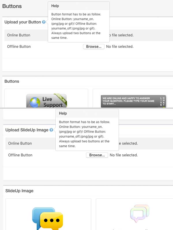live chat 3 button upload